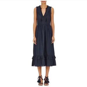 ULLA JOHNSON Maelle Sleeveless Dress Dark Blue Swiss Dot Size 0